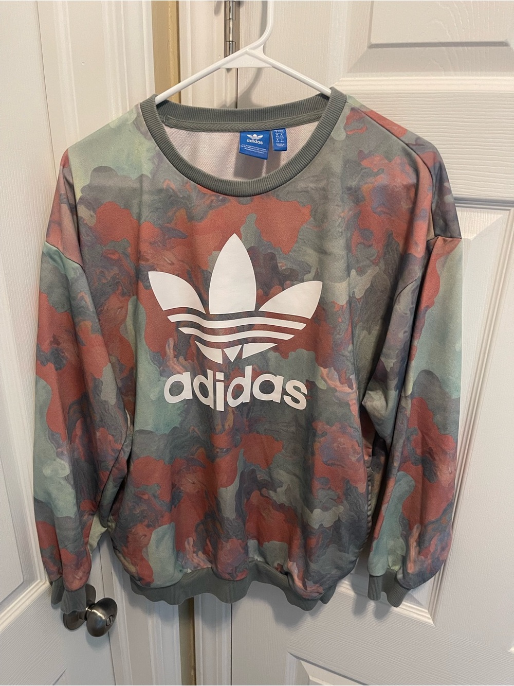 Adidas Originals Pastel Camo Trefoil Crewneck Sweatshirt, Size L